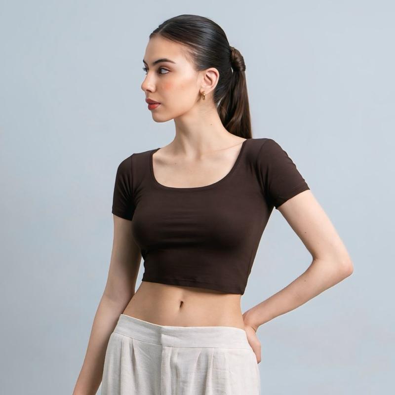 velora - ciara uneck crop top