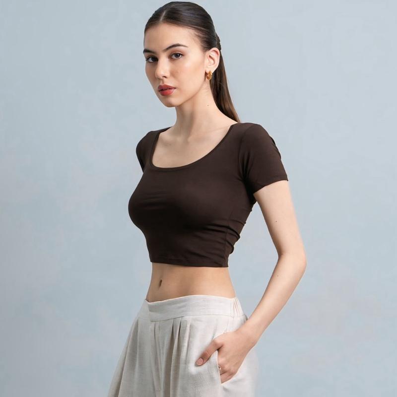 velora - ciara uneck crop top