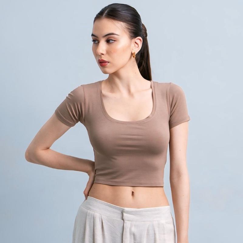 velora - ciara uneck crop top